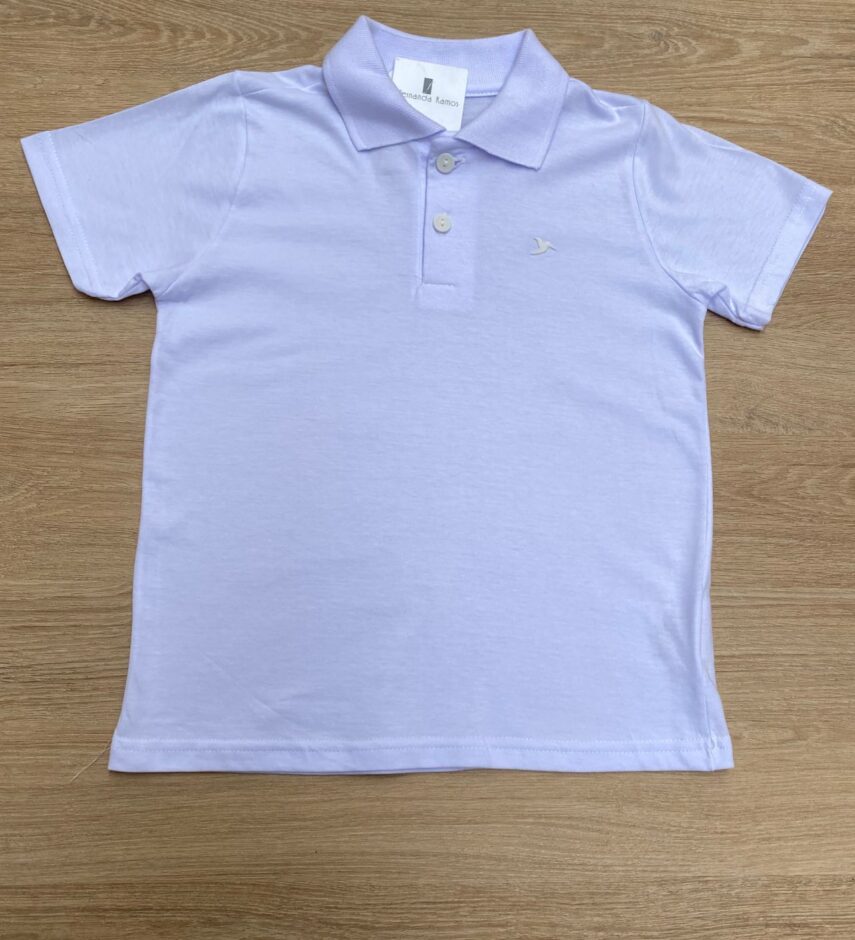Camiseta Polo Infantil Masculina Cor Branca Fernanda Ramos Kids