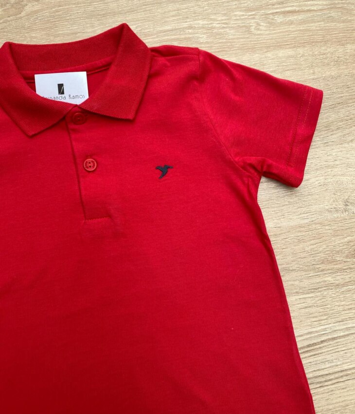 fernandaramoskids com br Camiseta Polo Infantil Masculina Cor Vermelha 1