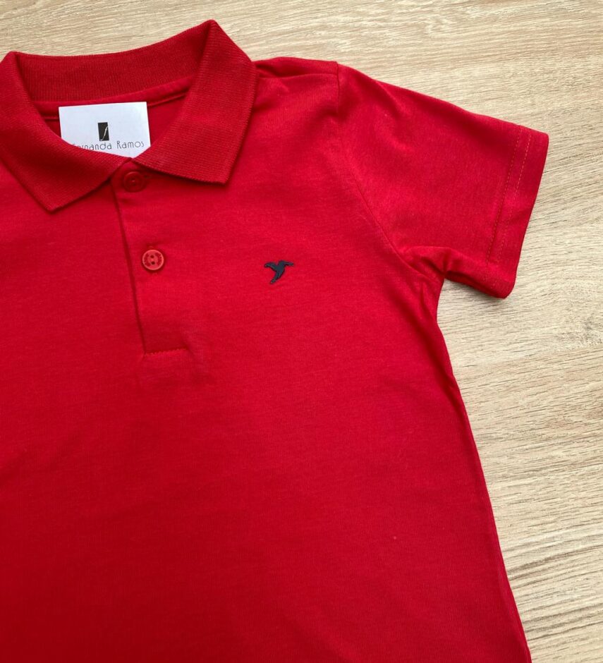 fernandaramoskids com br Camiseta Polo Infantil Masculina Cor Vermelha 1