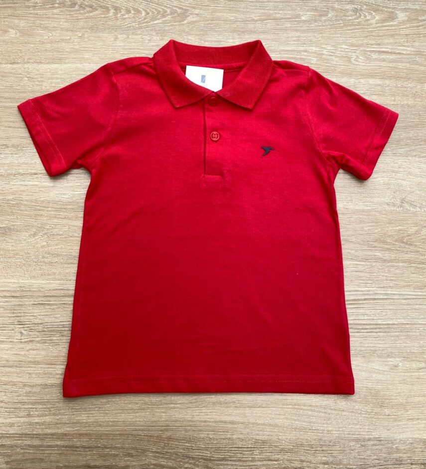 Camiseta Polo Infantil Masculina Cor Vermelha Fernanda Ramos Kids