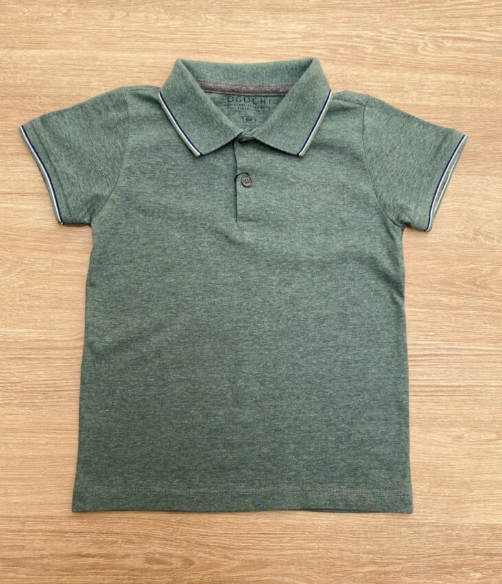 Camiseta Polo Infantil Masculina Ogochi Casual Slim Verde 5917 Fernanda Ramos Kids