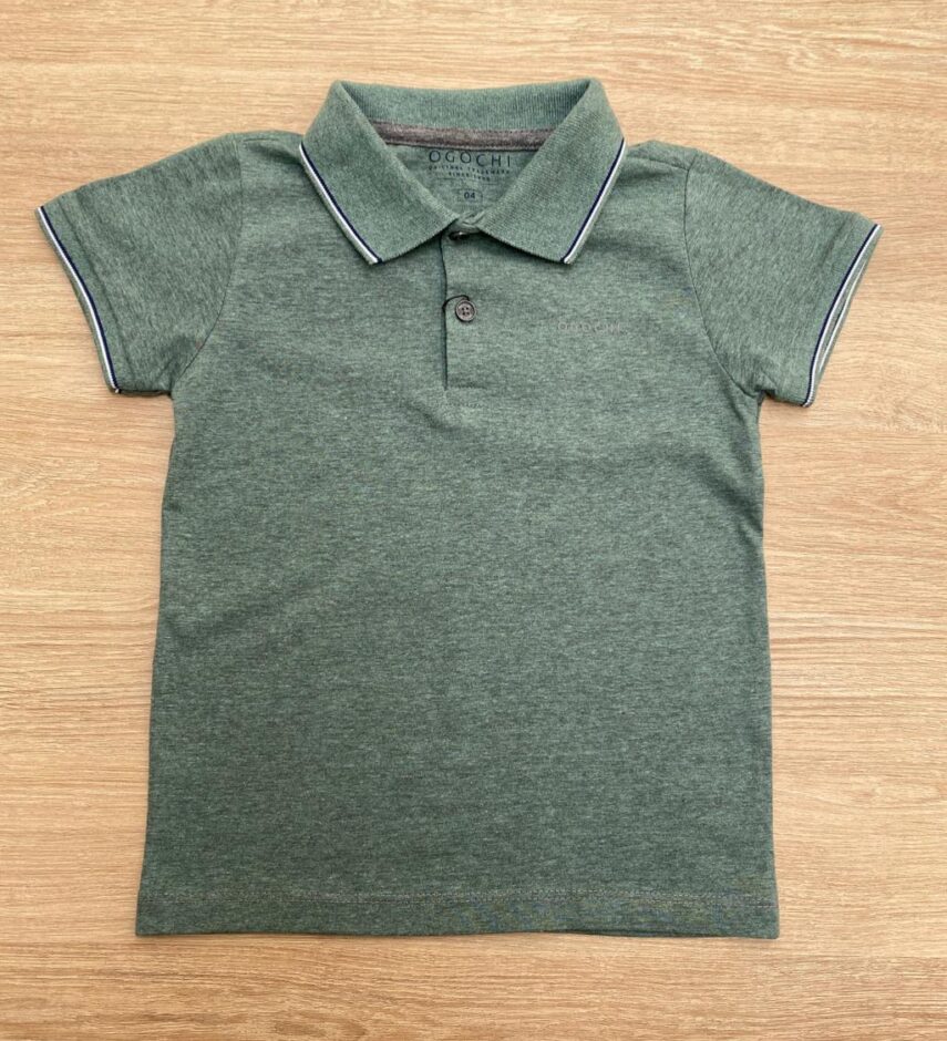 Camiseta Polo Infantil Masculina Ogochi Casual Slim Verde 5917 Fernanda Ramos Kids