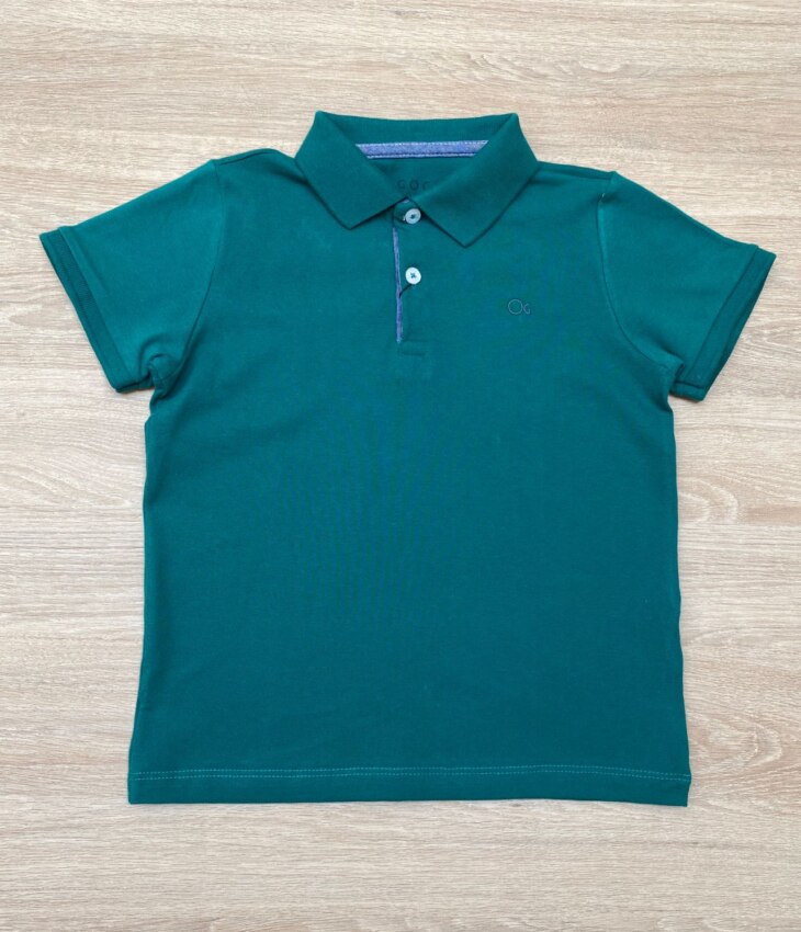Camiseta Polo Infantil Masculina Ogochi Essencial Slim Verde Fernanda Ramos Kids