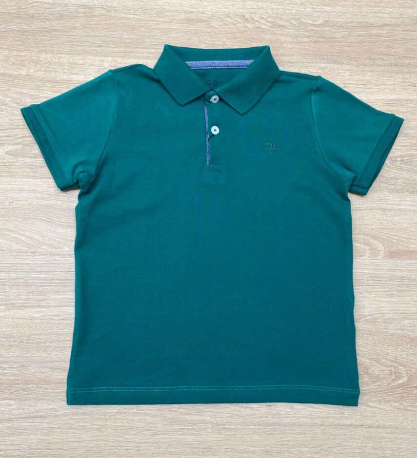 Camiseta Polo Infantil Masculina Ogochi Essencial Slim Verde Fernanda Ramos Kids