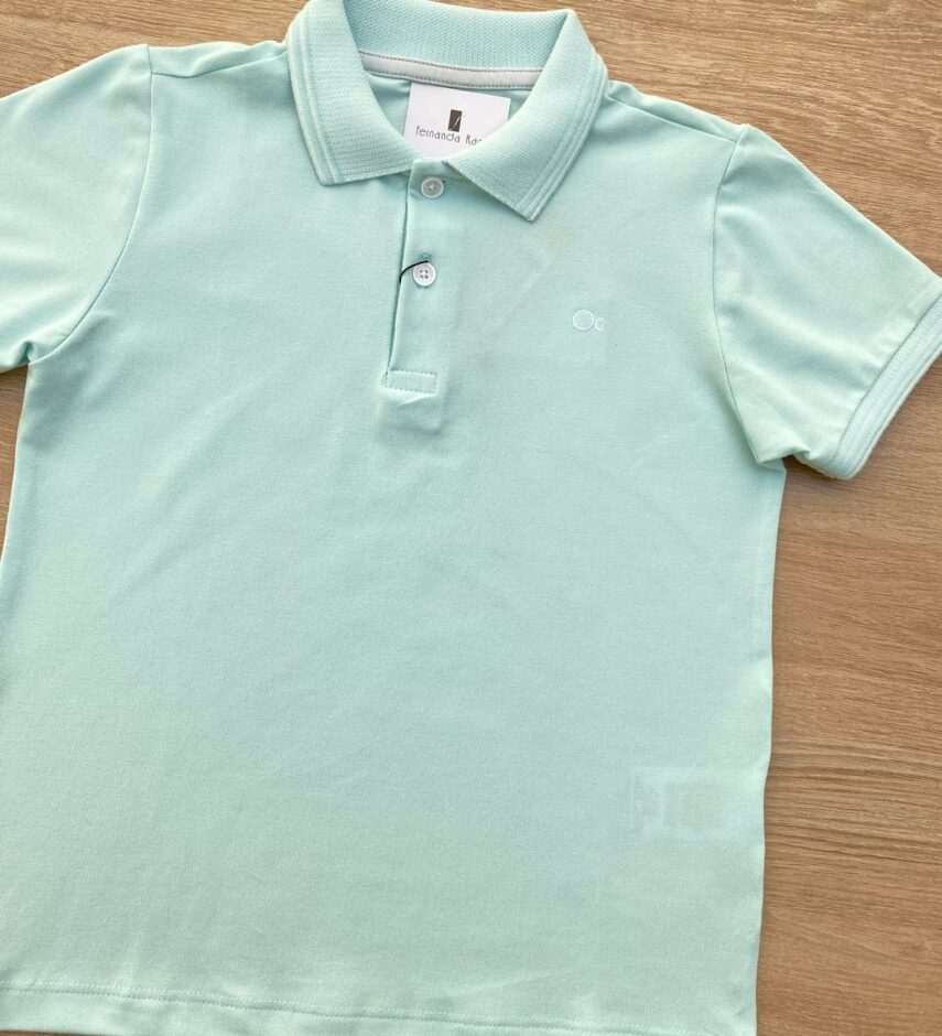 fernandaramoskids com br Camiseta Polo Infantil Masculina Ogochi Essencial Slim Verde Água 1