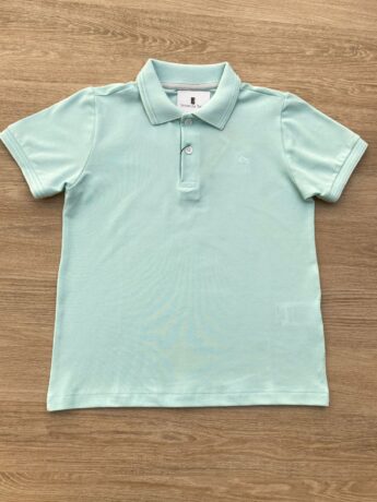 Camiseta Polo Infantil Masculina Ogochi Essencial Slim Verde Água Fernanda Ramos Kids