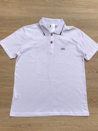 Camiseta Polo Infantil Masculina Tradicional Branca Fernanda Ramos Kids