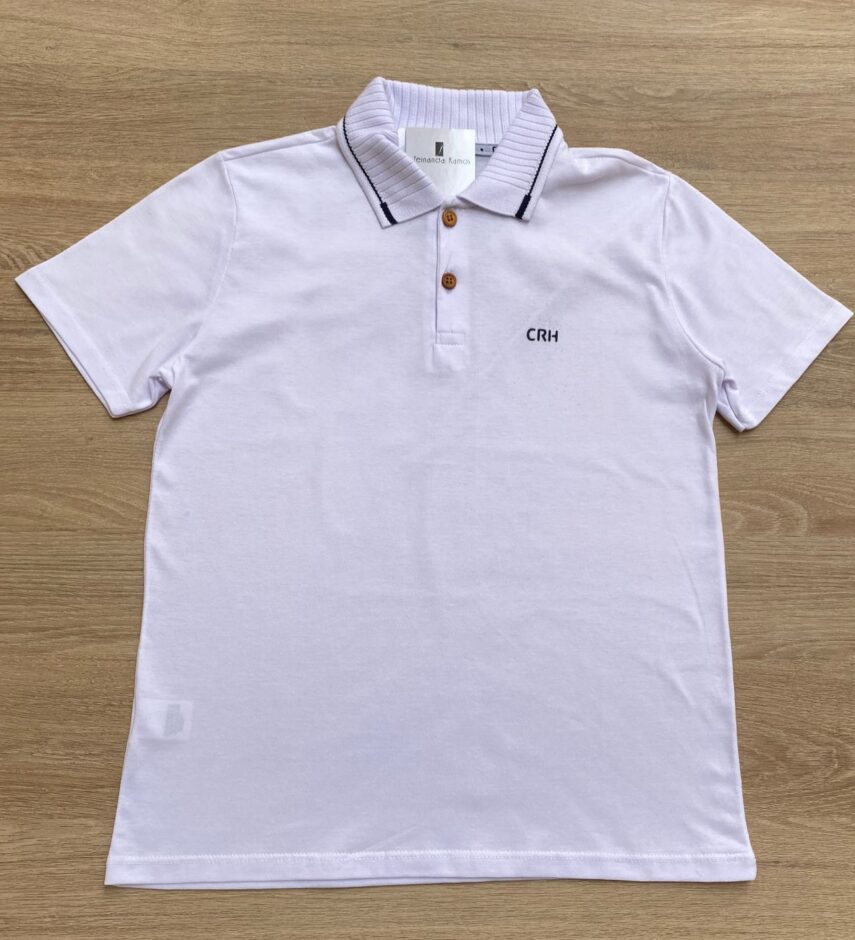 Camiseta Polo Infantil Masculina Tradicional Branca Fernanda Ramos Kids