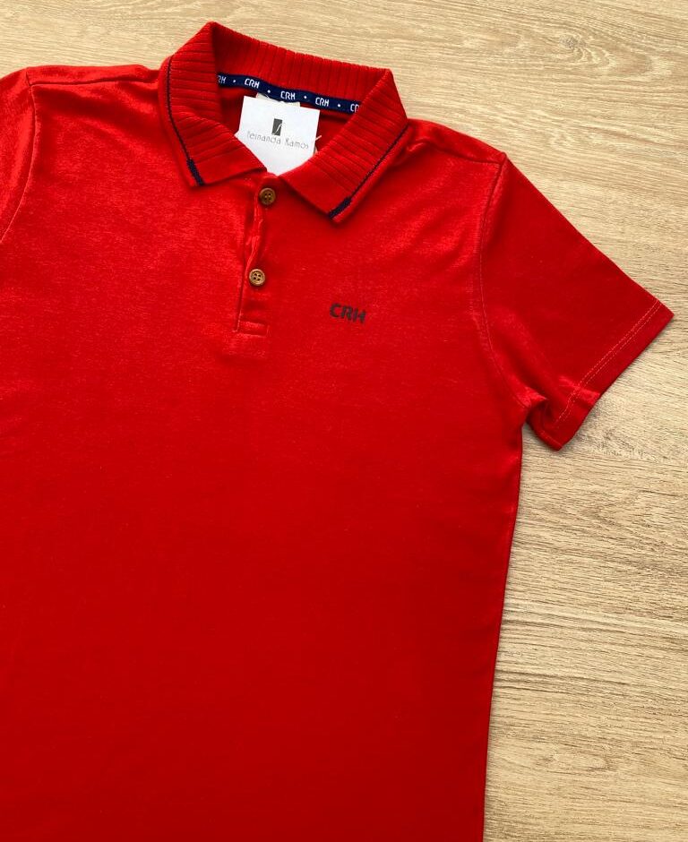 fernandaramoskids com br Camiseta Polo Infantil Masculina Tradicional Vermelha 1