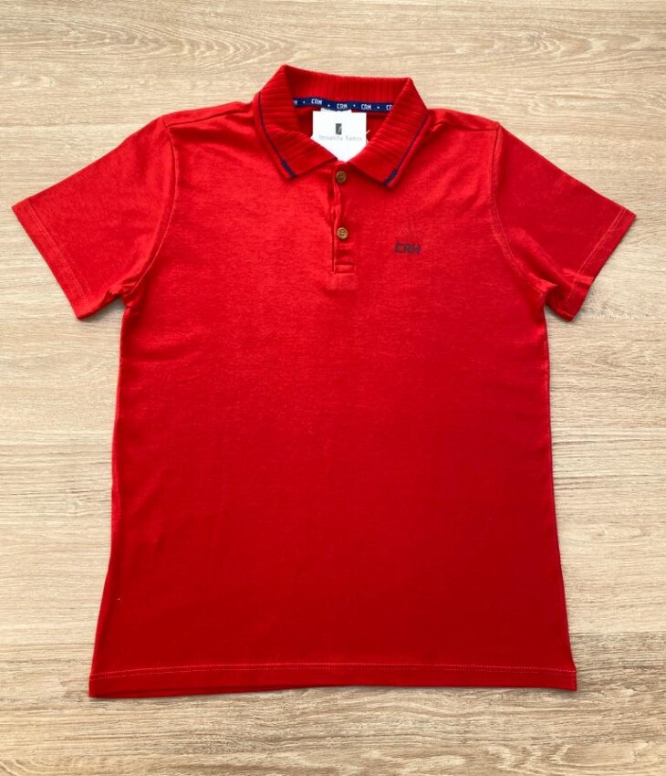 Camiseta Polo Infantil Masculina Tradicional Vermelha Fernanda Ramos Kids