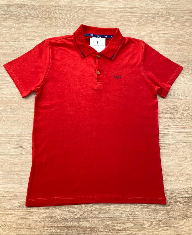 Camiseta Polo Infantil Masculina Tradicional Vermelha Fernanda Ramos Kids