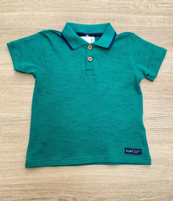 Camiseta Polo Infantil Masculina Verde Mesclada Fernanda Ramos Kids