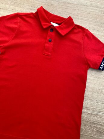 fernandaramoskids com br Camiseta Polo Infantil Masculina Vermelha Detalhe Azul 1