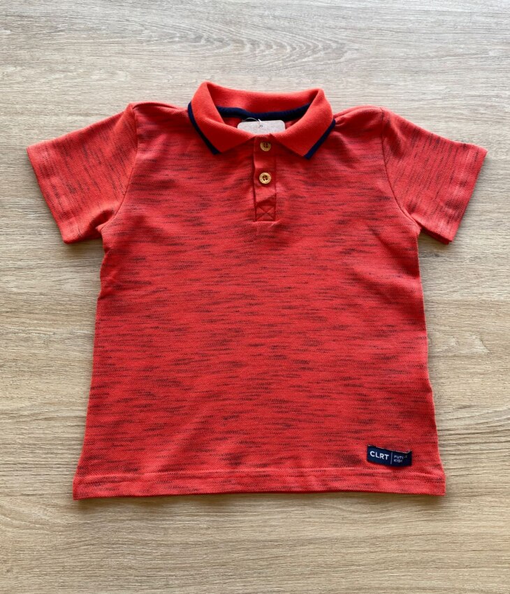 Camiseta Polo Infantil Masculina Vermelho Mesclada Fernanda Ramos Kids