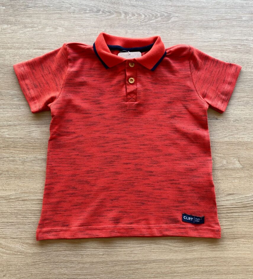 Camiseta Polo Infantil Masculina Vermelho Mesclada Fernanda Ramos Kids
