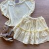 Conjunto Infantil Feminino Amarelo Cropped My Little Paradise Short Saia Fernanda Ramos Kids