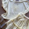fernandaramoskids com br Conjunto Infantil Feminino Amarelo Cropped My Little Paradise Short Saia 2