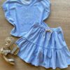 Conjunto Infantil Feminino Azul Cropped My Little Paradise Short Saia Fernanda Ramos Kids