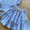 fernandaramoskids com br Conjunto Infantil Feminino Azul Cropped My Little Paradise Short Saia 2