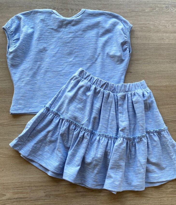 fernandaramoskids com br Conjunto Infantil Feminino Azul Cropped My Little Paradise Short Saia 3
