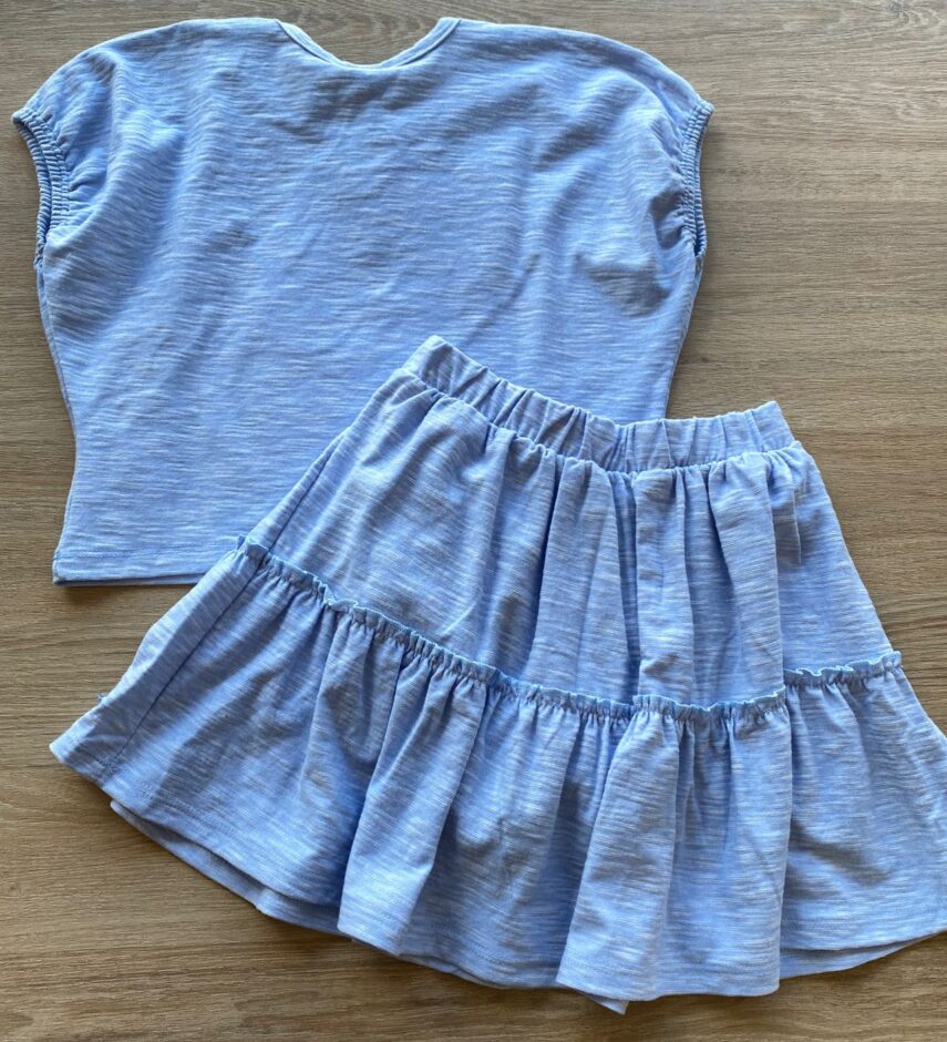 fernandaramoskids com br Conjunto Infantil Feminino Azul Cropped My Little Paradise Short Saia 3
