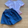 fernandaramoskids com br Conjunto Infantil Feminino Blusa Branca e Short Saia Jeans 3
