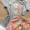 fernandaramoskids com br Conjunto Infantil Feminino Corações Blusa Cinza e Short Laranja 1