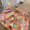 fernandaramoskids com br Conjunto Infantil Feminino Corações Blusa Cinza e Short Laranja 2