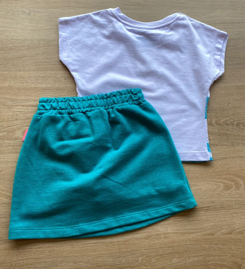 fernandaramoskids com br Conjunto Infantil Feminino Cropped Branco Short Saia Verde Esmeralda 4