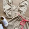 fernandaramoskids com br Conjunto Infantil Feminino Cropped e Short Bege Cordão Pink Flúor 1