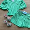 Conjunto Infantil Feminino Cropped e Short com Cinto Verde Fernanda Ramos Kids