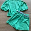 fernandaramoskids com br Conjunto Infantil Feminino Cropped e Short com Cinto Verde 2