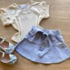 Conjunto Infantil Feminino Cropped Love Nature Short Saia Azul Fernanda Ramos Store