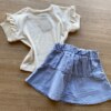 fernandaramoskids com br Conjunto Infantil Feminino Cropped Love Nature Short Saia Azul 3