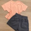 fernandaramoskids com br Conjunto Infantil Feminino Cropped You're Faney Salmão e Short Cinza 3
