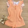 Conjunto Infantil Feminino Macaquinho Salmão e Blusa Manga Curta Fernanda Ramos Kids