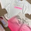 fernandaramoskids com br Conjunto Infantil Feminino Off White e Pink Flúor Cropped e Short 1
