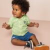 Conjunto Infantil Masculino Camisa Verde e Bermuda Azul Fernanda Ramos Kids