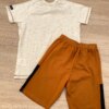 fernandaramoskids com br Conjunto Infantil Masculino Camiseta Bege Mesclada e Bermuda Caramelo 3