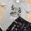fernandaramoskids com br Conjunto Infantil Masculino Camiseta Cinza e Bermuda Preta Estampada 1