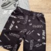 fernandaramoskids com br Conjunto Infantil Masculino Camiseta Cinza e Bermuda Preta Estampada 2