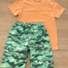 fernandaramoskids com br Conjunto Infantil Masculino Camiseta com Estampa Laranja e Bermuda Verde 4