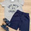 Conjunto Infantil Masculino Camiseta Epic Mode e Bermuda Azul Fernanda Ramos Kids