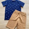 fernandaramoskids com br Conjunto Infantil Masculino Camiseta Estampada Azul e Bermuda Caramelo 3