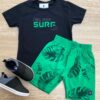 Conjunto Infantil Masculino Camiseta Long Beach Surf e Bermuda Verde Fernanda Ramos Kids