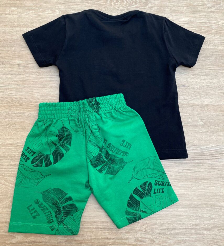 fernandaramoskids com br Conjunto Infantil Masculino Camiseta Long Beach Surf e Bermuda Verde 3