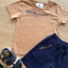 fernandaramoskids com br Conjunto Infantil Masculino Camiseta Marrom Avelã e Bermuda Azul 1