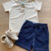 Conjunto Infantil Masculino Camiseta Nude e Bermuda Jeans Fernanda Ramos Kids
