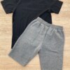 fernandaramoskids com br Conjunto Infantil Masculino Camiseta Player Preta e Bermuda Cinza 4