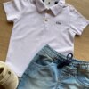 fernandaramoskids com br Conjunto Infantil Masculino Camiseta Polo Branca e Bermuda Jeans 1